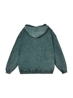 Snow Washed Loose Cotton Hoodie (Dark Green)