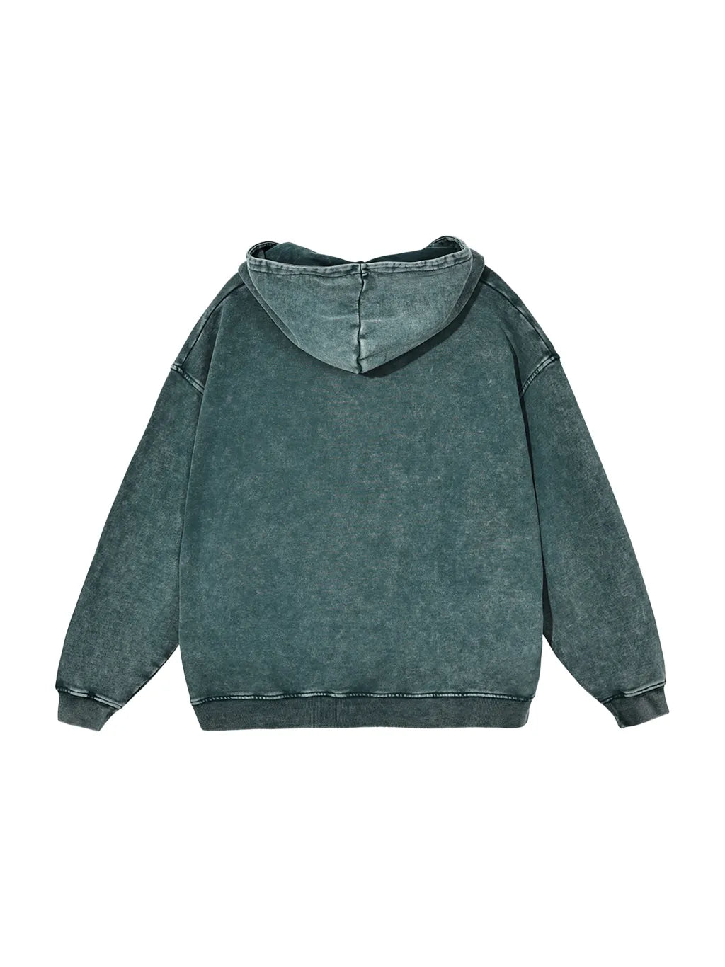 Snow Washed Loose Cotton Hoodie (Dark Green)