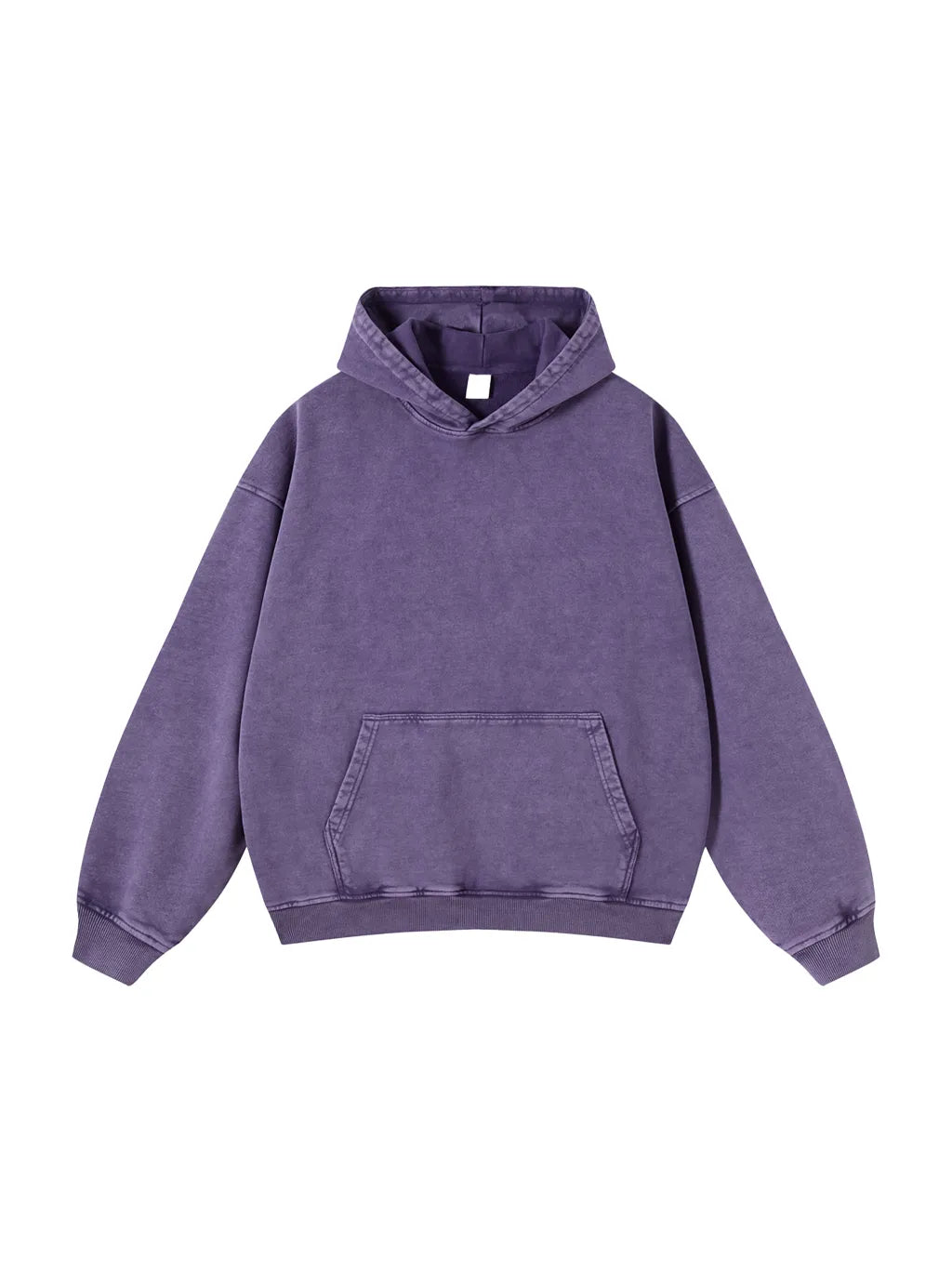 Snow Washed Loose Cotton Hoodie (Purple)