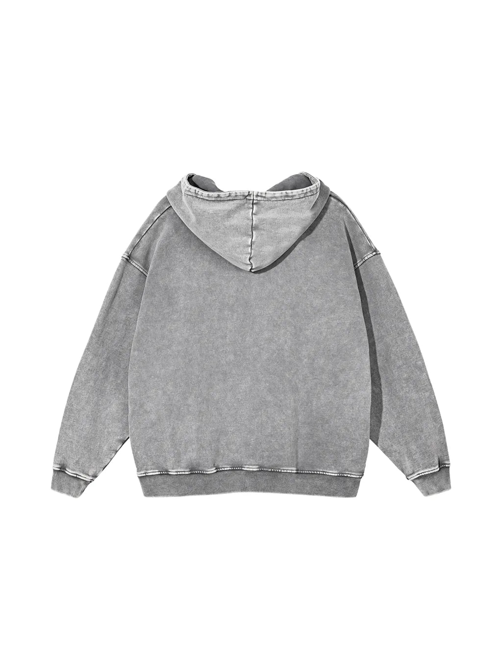 Snow Washed Loose Cotton Hoodie (Light Gray)