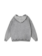 Snow Washed Loose Cotton Hoodie (Light Gray)