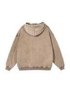 Snow Washed Loose Cotton Hoodie (Dark Blue)