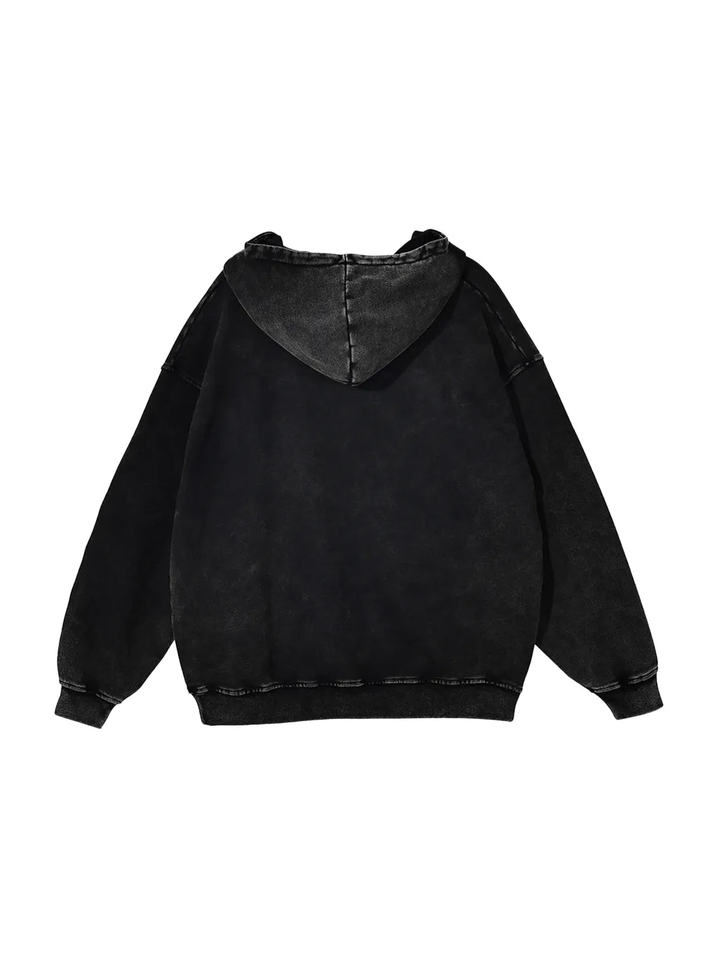 Snow Washed Loose Cotton Hoodie (Black Beauty)