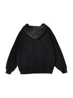 Snow Washed Loose Cotton Hoodie (Black Beauty)