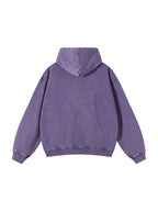 Snow Washed Loose Cotton Hoodie (Purple)