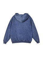 Snow Washed Loose Cotton Hoodie (Dark Blue)