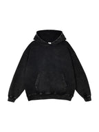 Snow Washed Loose Cotton Hoodie (Black Beauty)