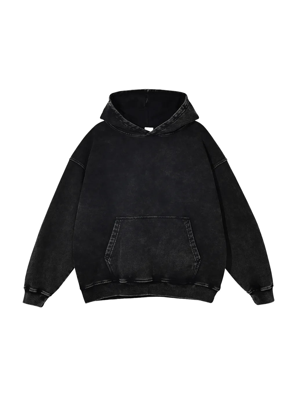 Snow Washed Loose Cotton Hoodie (Black Beauty)