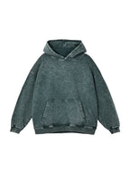 Snow Washed Loose Cotton Hoodie (Dark Green)