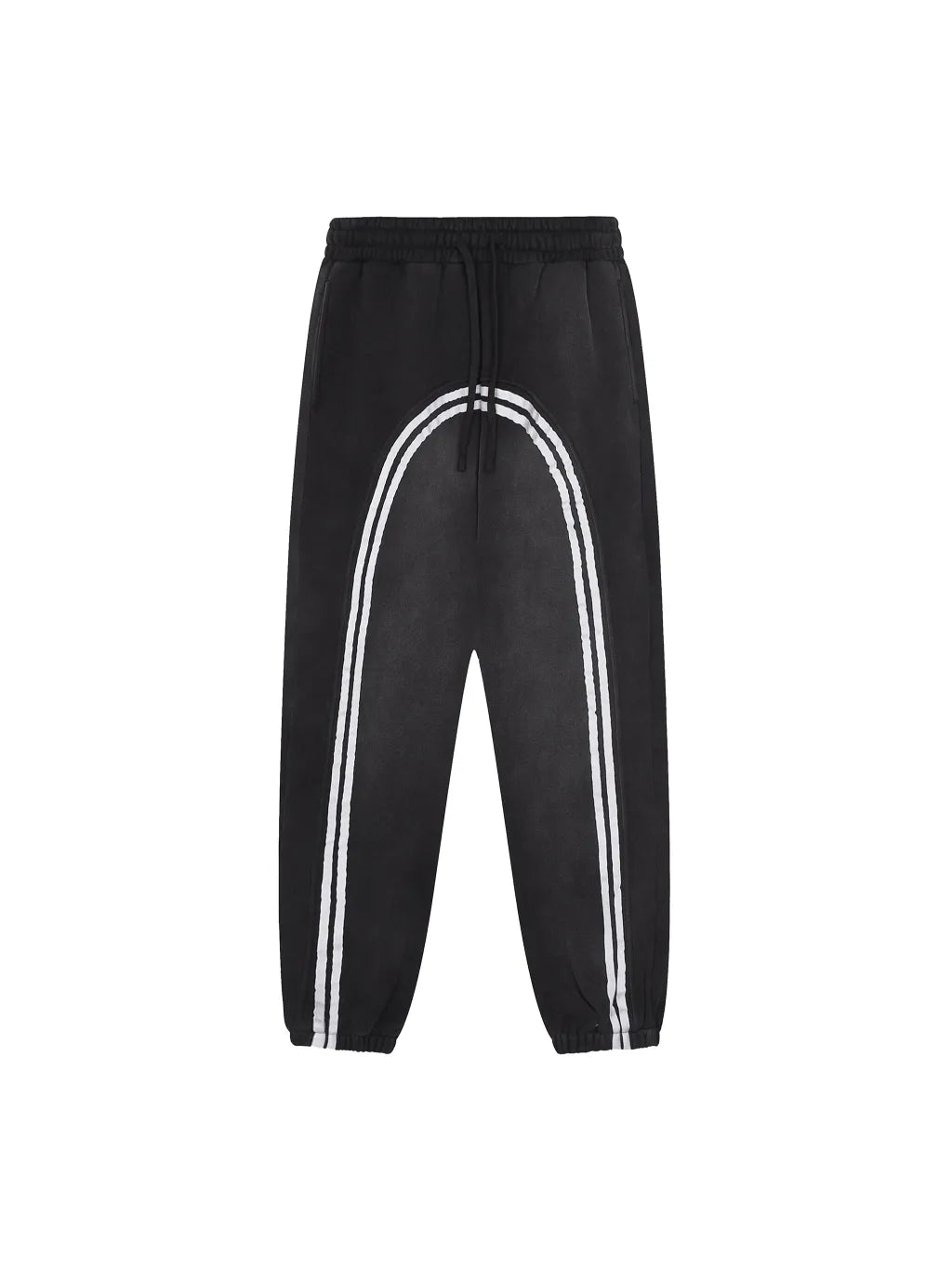 Sun Fade Contrast Tape Fleece Jogged Sweatpants (Black)