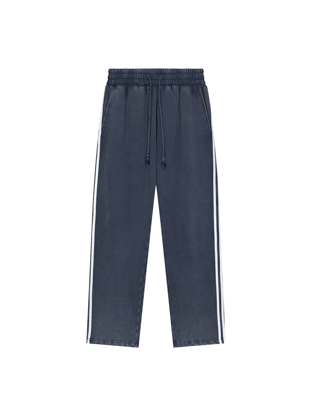 Snow Washed Contrast Tape Sweatpants (Black)