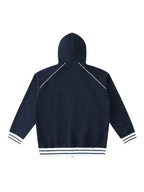 Striped Trim Zip-Up Hoodie (Navy Blue)