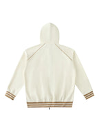 Striped Trim Zip-Up Hoodie (Navy Blue)