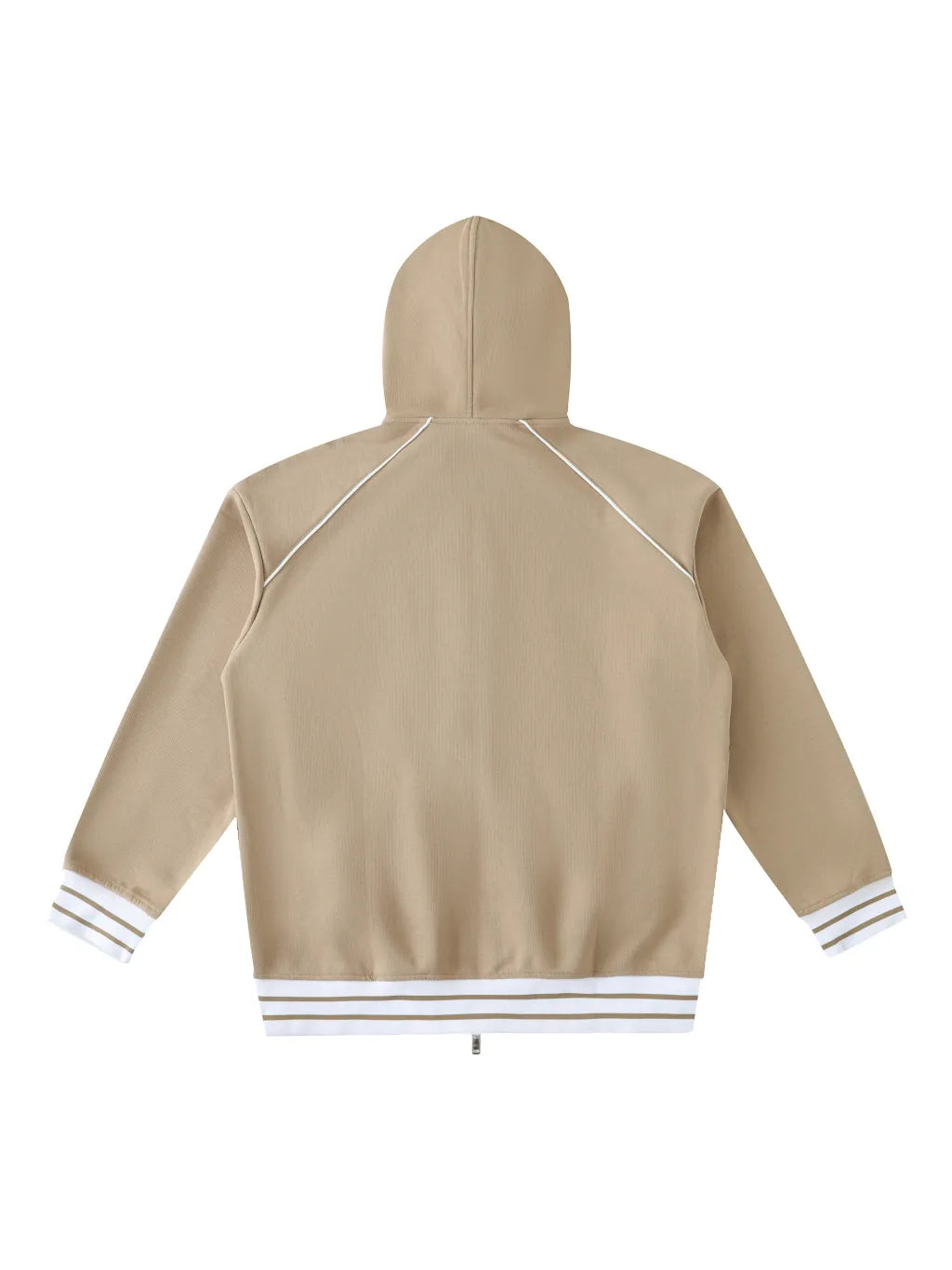 Striped Trim Zip-Up Hoodie (Navy Blue)