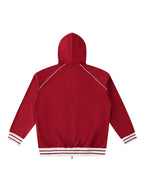 Striped Trim Zip-Up Hoodie (Navy Blue)