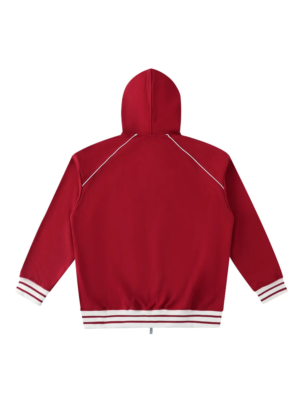 Striped Trim Zip-Up Hoodie (Navy Blue)