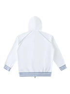 Striped Trim Zip-Up Hoodie (Navy Blue)