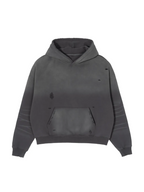 Frayed Sunfade Boxy Fleece Hoodie (Dark Gray)