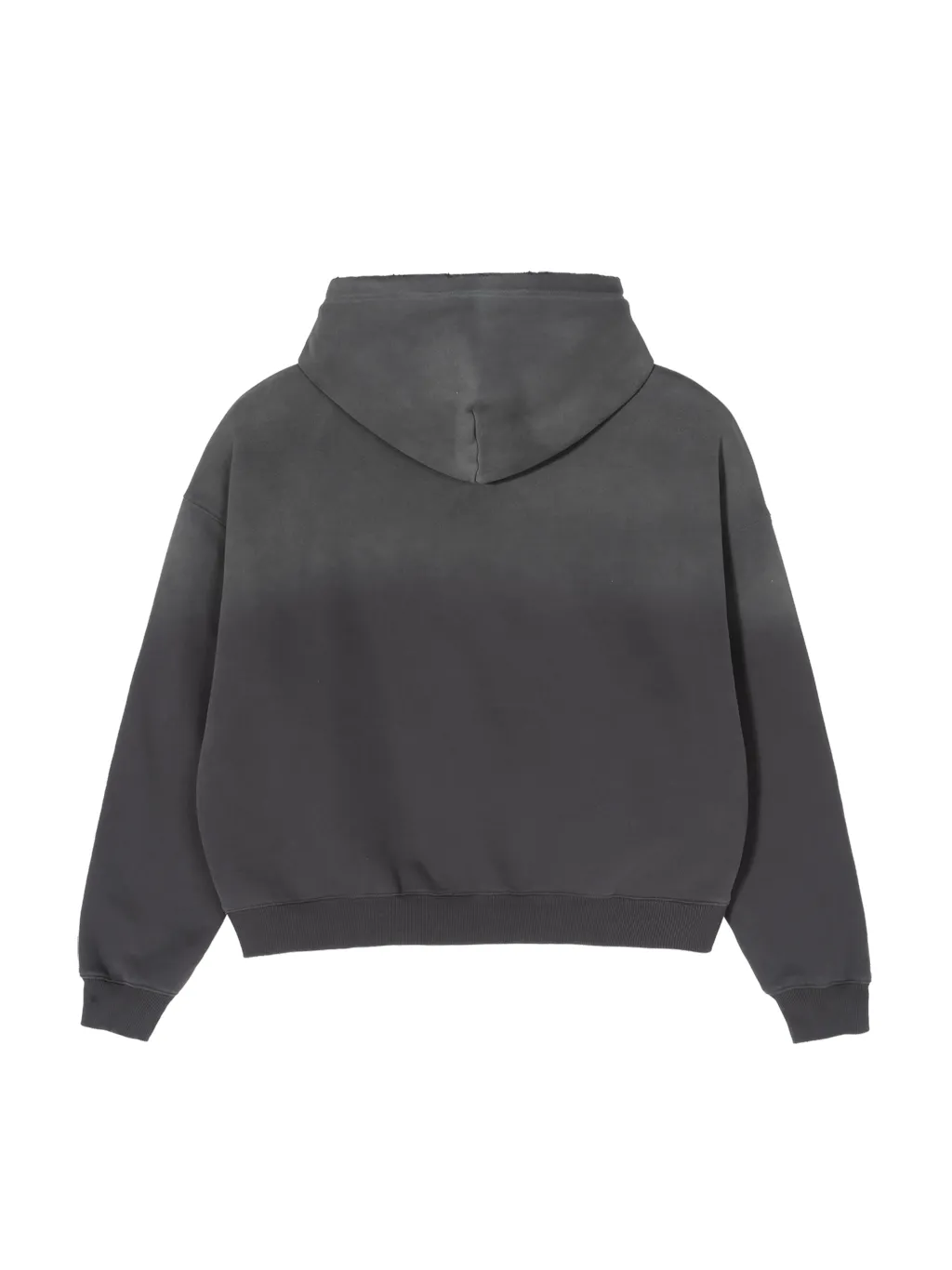 Frayed Sunfade Boxy Fleece Hoodie (Black)