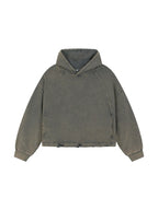 Vintage Washed Frayed-Hem Hoodie (Army Green)