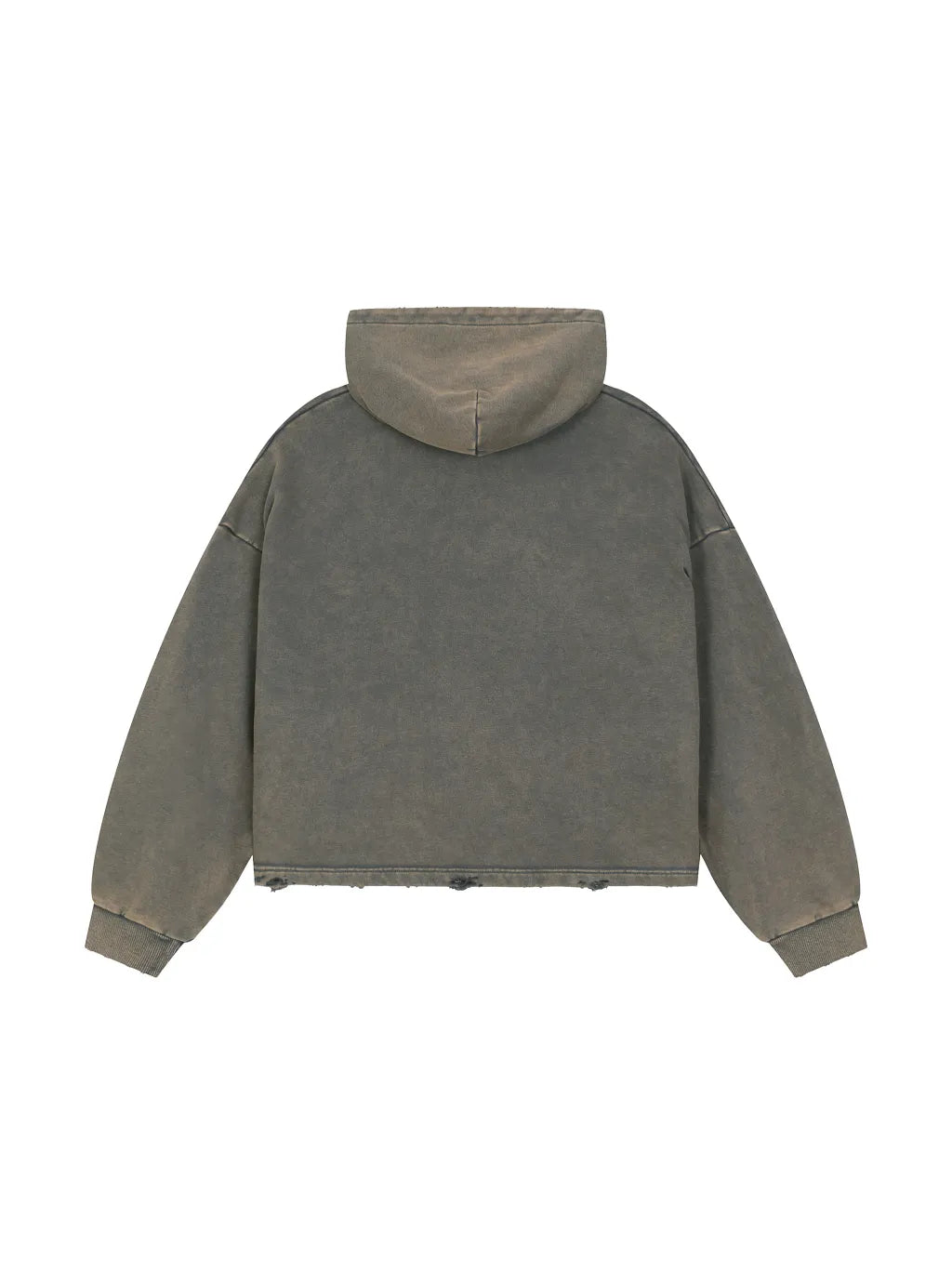 Vintage Washed Frayed-Hem Hoodie (Army Green)