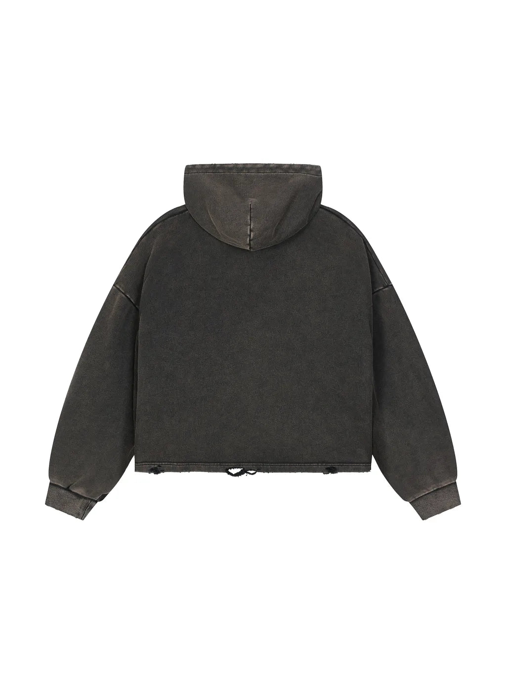 Vintage Washed Frayed-Hem Hoodie (Army Green)