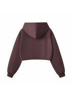 Essential Woman Cropped Zip-Up Hoodie (Dark Reddish Purple)