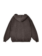 Snow Washed Loose Cotton Hoodie (Dark Blue)