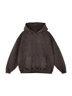 Snow Washed Loose Cotton Hoodie (Dark Blue)