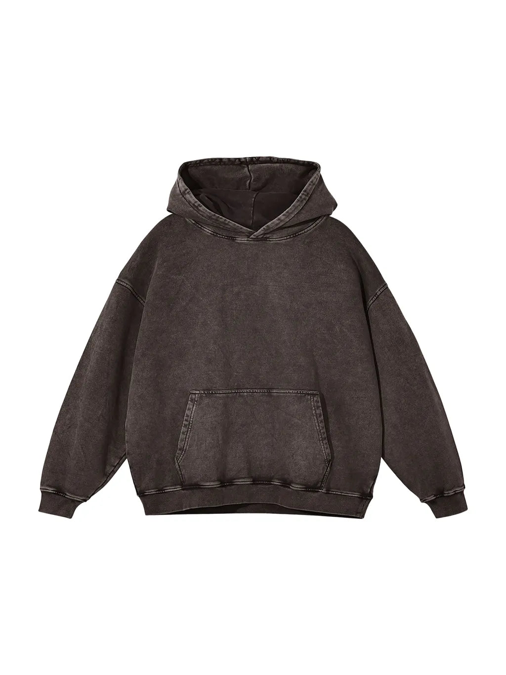 Snow Washed Loose Cotton Hoodie (Light Gray)