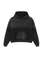 Frayed Sunfade Boxy Fleece Hoodie (Black)