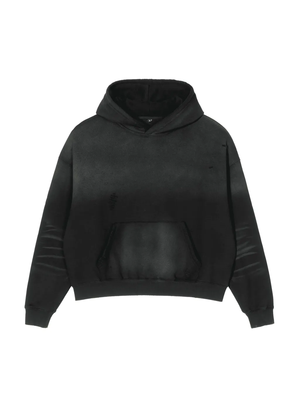 Frayed Sunfade Boxy Fleece Hoodie (Dark Gray)