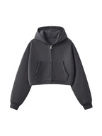 Essential Woman Cropped Zip-Up Hoodie