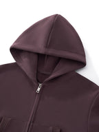 Essential Woman Cropped Zip-Up Hoodie (Dark Reddish Purple)