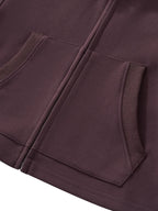 Essential Woman Cropped Zip-Up Hoodie (Dark Reddish Purple)