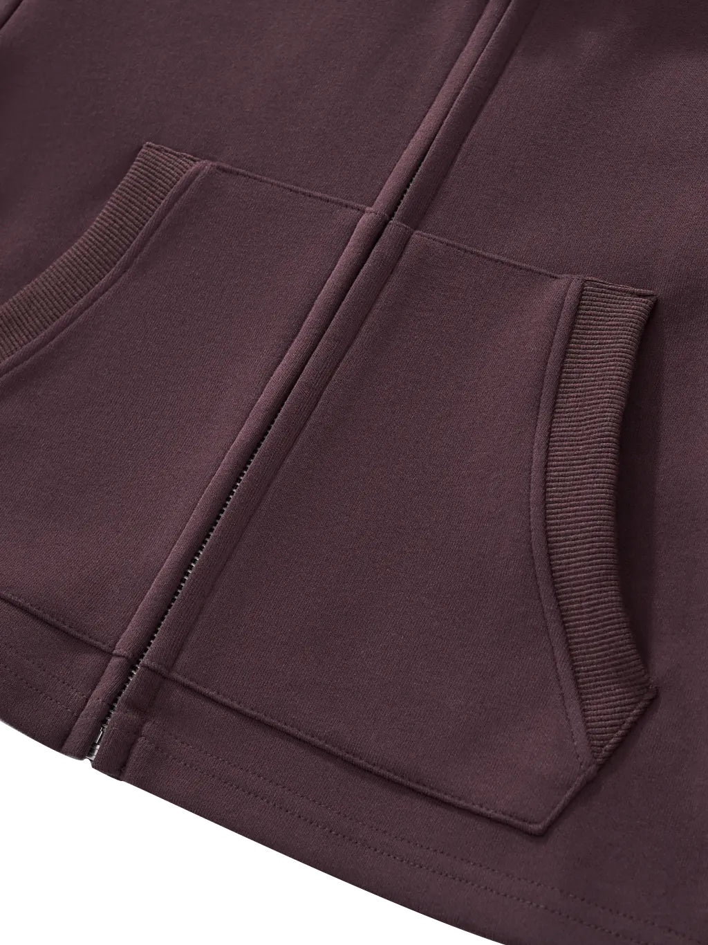 Essential Woman Cropped Zip-Up Hoodie (Dark Reddish Purple)