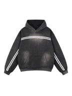 Sun Fade Contrast Tape Fleece Hoodie (Black Stripes)