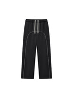 Contrast-Stitched Fleece Sweatpants (Black)