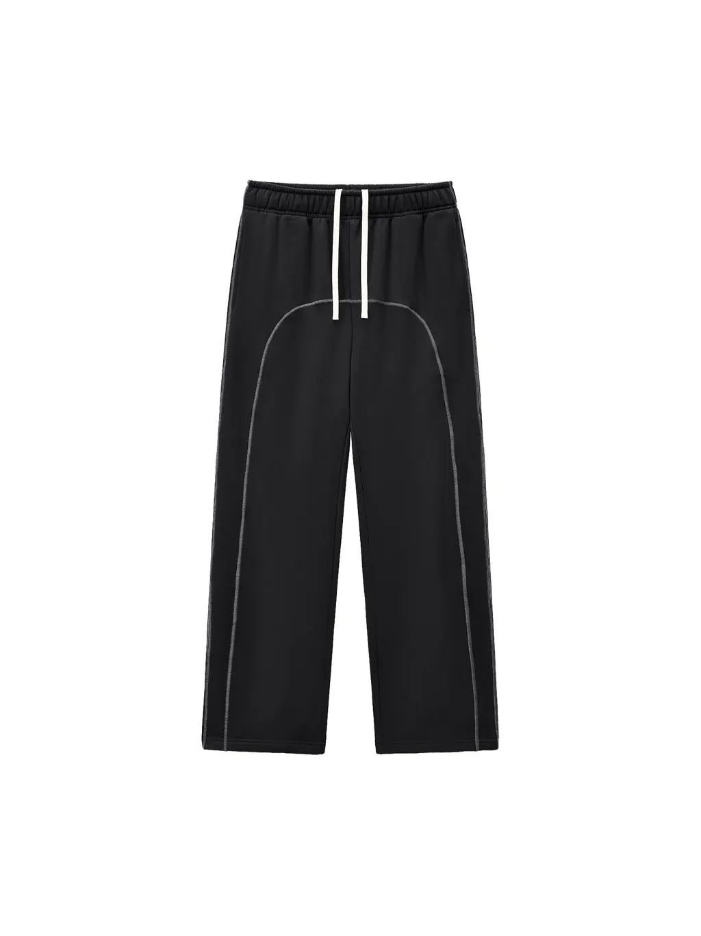 Contrast-Stitched Fleece Sweatpants (Black)