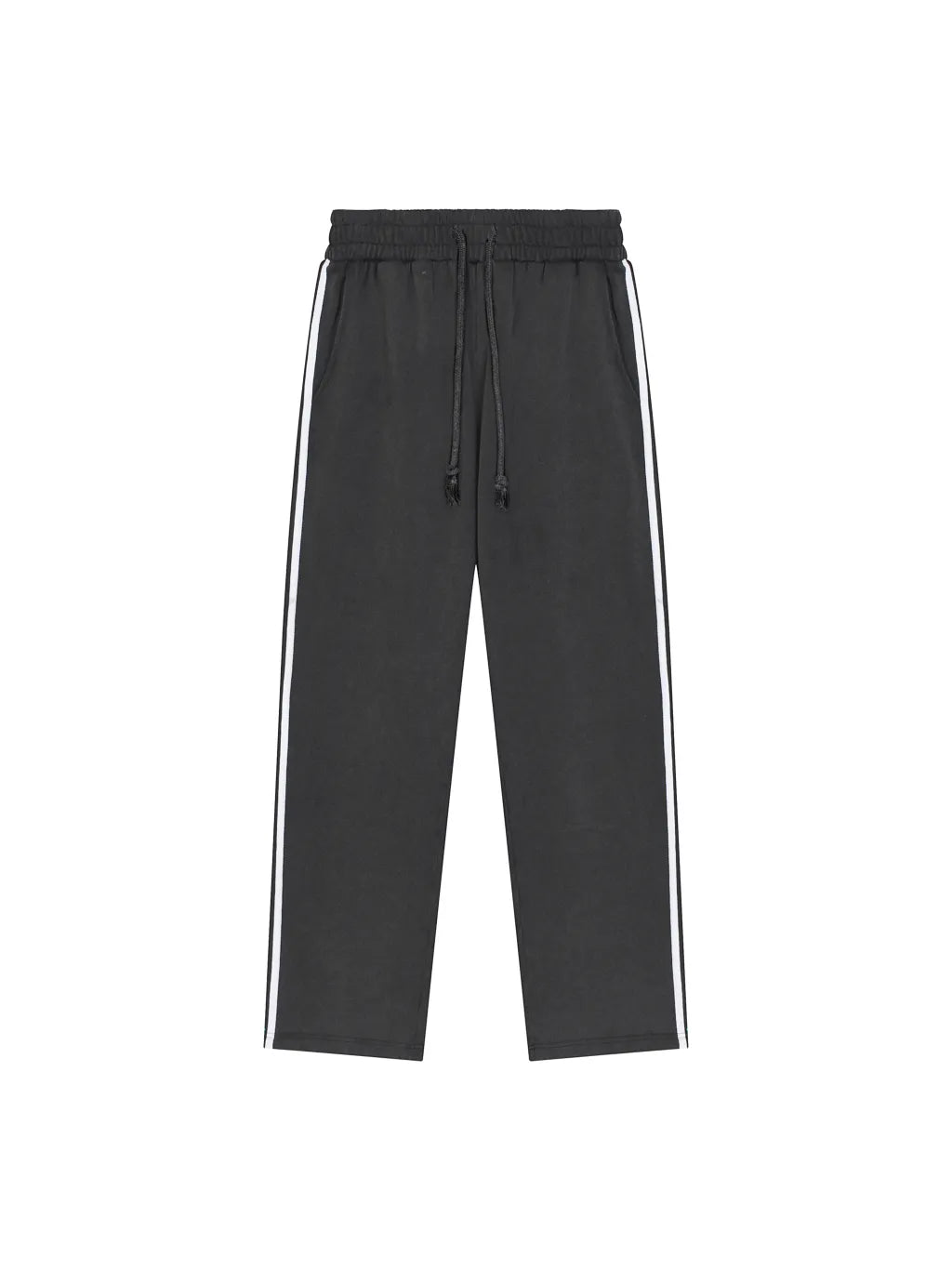 Snow Washed Contrast Tape Sweatpants (Black)